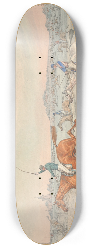 Henry Thomas Alken - Steeplechasing; Two Riders Taking a Wooden Fence 8.25 inch art skate deck