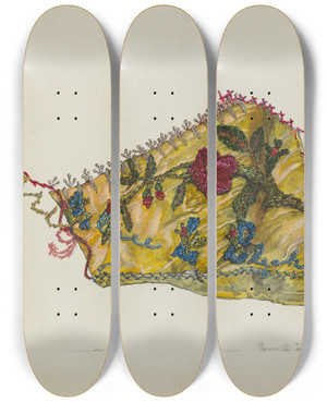 Triptych art skateboard deck of Florence Truelson Patchwork Quilt Section_2 by Florence Truelson