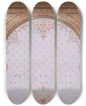 Triptych art skateboard deck of Julesedmondcharles Lachaise Design For Ceiling Htel Cottier_1 by Jules-Edmond-Charles Lachaise (1897)