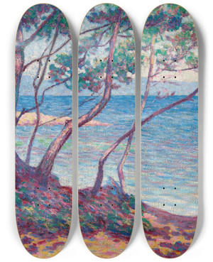 Triptych art skateboard deck of Maximilien Luce Paysage_2 by Maximilien Luce (1858-1941)