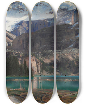 Triptych art skateboard deck of John Singer Sargent Lake Ohara by John Singer Sargent (1856-1925)