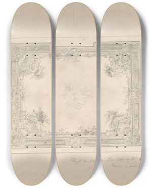 Triptych art skateboard deck of Charles Monblond Design For Ceiling_2 by Charles Monblond (19-)