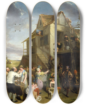 Triptych art skateboard deck of William Collins May Day by William Collins (1788-1847)