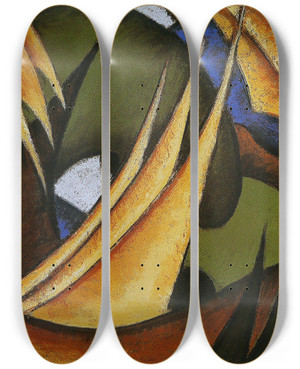 Triptych art skateboard deck of Arthur Dove Sails by Arthur Dove (1880-1946)