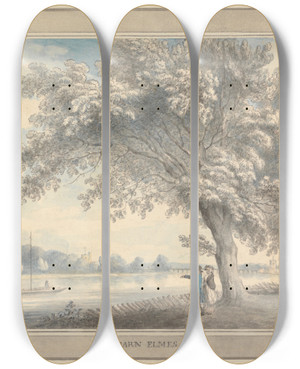 Triptych art skateboard deck of Edward Edwards Barn Elmes by Edward Edwards (1738-1806)