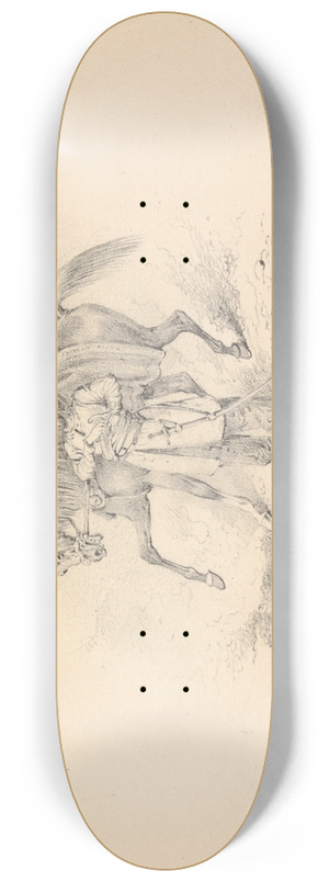 Henry Thomas Alken - Turbaned Cavalryman Standing Beside a Horse 8.25 inch art skate deck