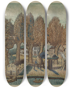 Triptych art skateboard deck of Charles Bowman Sampler_1 by Charles Bowman