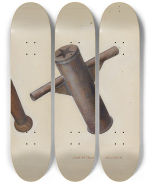 Triptych art skateboard deck of John Petrucci Star Pastry Squeezer by John Petrucci