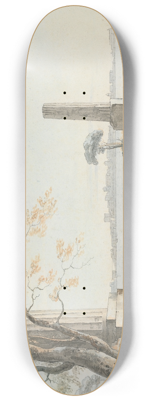 Henry Tresham - Remains of the Temple of Olypian Jove with a View of Ortygia, Syracuse 8.25 inch art skate deck