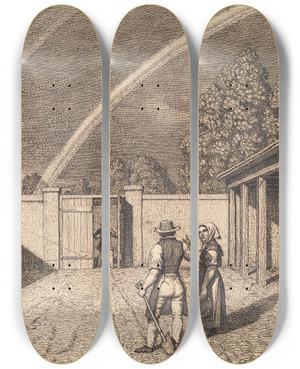 Triptych art skateboard deck of Christoffer Wilhelm Eckersberg En Dobbelt Regnbue Illustration Til Linearperspectiven Tavle V by Christoffer Wilhelm Eckersberg (1783-1853)