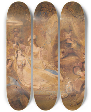 Triptych art skateboard deck of James Stephanoff Lalla Rookh by James Stephanoff