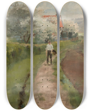 Triptych art skateboard deck of Torsten Wasastjerna Montmorencysta by Torsten Wasastjerna (1863-1924)