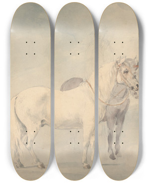 Triptych art skateboard deck of William Hamilton William Beckfords Ponies by William Hamilton (1751-1801)