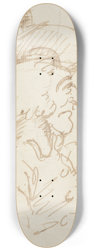 Henry William Bunbury - An Elderly Hook-nosed Man in a Cocked Hat 8.25 inch art skate deck