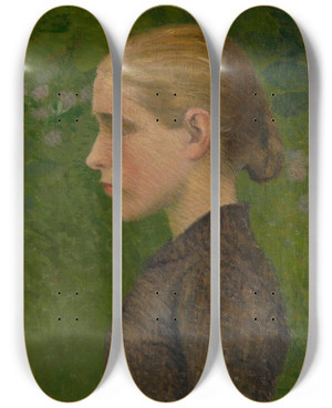 Triptych art skateboard deck of Aristide Maillol Jeune Paysanne En Buste by Aristide Maillol (1861-1944)