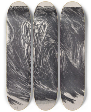 Triptych art skateboard deck of Erich Wichmann Abstracte Compositie_5 by Erich Wichmann (1890-1929)