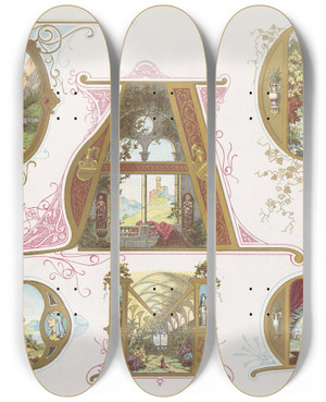 Triptych art skateboard deck of Bernhard Dondorf Dondorfs Alphabete Pl24 by Bernhard Dondorf (1833-1933)