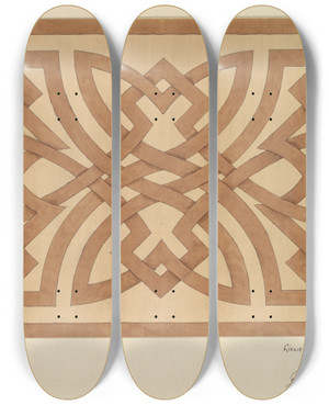 Triptych art skateboard deck of Elizabeth A Nedwill Design Of Interlacing by Elizabeth A Nedwill (19-)