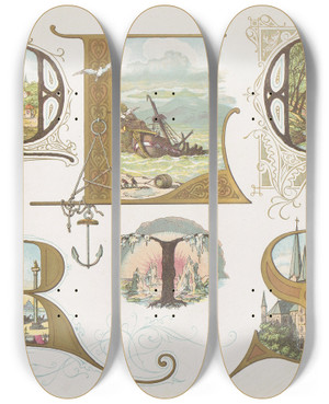 Triptych art skateboard deck of Bernhard Dondorf Dondorfs Alphabete Pl27 by Bernhard Dondorf (1833-1933)