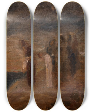 Triptych art skateboard deck of Karl Isakson Composition Study by Karl Isakson (1878-1922)