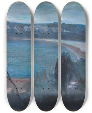 Triptych art skateboard deck of Edvard Munch Moonlight By The Mediterranean by Edvard Munch (1863-1944)