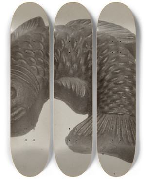 Triptych art skateboard deck of Philip Johnson Aspic Mold_2 by Philip Johnson