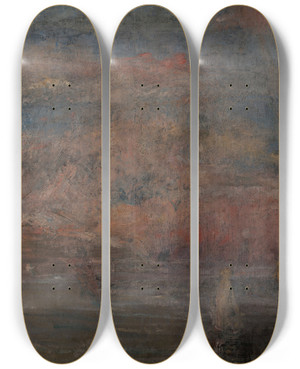 Triptych art skateboard deck of James Ensor After The Storm_2 by James Ensor (1860-1949)