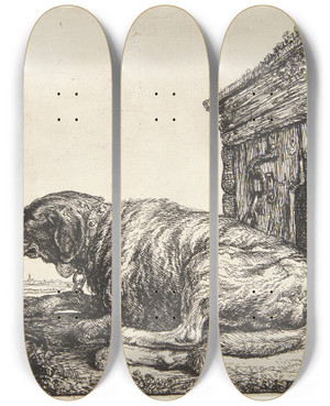 Triptych art skateboard deck of Simon De Vlieger Lnkehund by Simon de Vlieger (1601-1653)