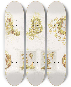 Triptych art skateboard deck of Bernhard Dondorf Dondorfs Alphabete Pl16 by Bernhard Dondorf (1833-1933)