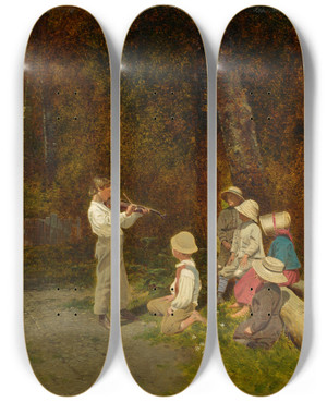 Triptych art skateboard deck of Charles Caleb Ward His First Appearance In Public by Charles Caleb Ward (1831-1896)