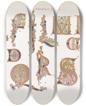 Triptych art skateboard deck of Bernhard Dondorf Dondorfs Alphabete Pl15 by Bernhard Dondorf (1833-1933)