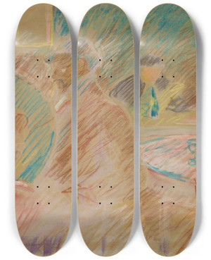 Triptych art skateboard deck of Edvard Munch Restaurantscene by Edvard Munch (1863-1944)