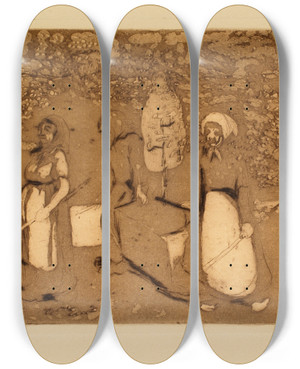 Triptych art skateboard deck of Edvard Munch Tiergarten The Tiergarten Berlin by Edvard Munch (1863-1944)