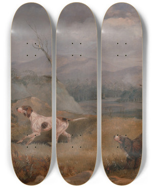 Triptych art skateboard deck of Henry Thomas Alken Grouse Shooting_1 by Henry Thomas Alken (1785-1851)