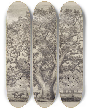 Triptych art skateboard deck of Jacob George Strutt The Wotton Oak by Jacob George Strutt (1784-1867)