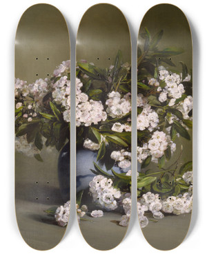 Triptych art skateboard deck of Charles Ethan Porter Mountain Laurel by Charles Ethan Porter (1847-1923)