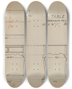 Triptych art skateboard deck of Robert Brigadier Table by Robert Brigadier