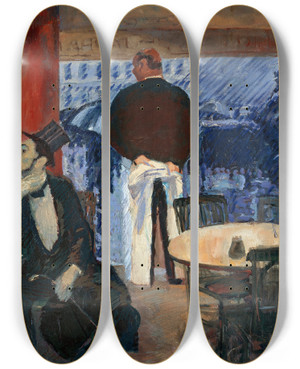 Triptych art skateboard deck of Albert Weisgerber Parisian Caf by Albert Weisgerber (1878-1915)