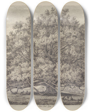 Triptych art skateboard deck of Jacob George Strutt The Moor Park Lime Tree by Jacob George Strutt (1784-1867)