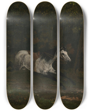 Triptych art skateboard deck of Gustave Courbet Durchgehendes Pferd by Gustave Courbet (1819-1877)