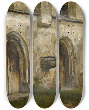 Triptych art skateboard deck of Karl Gebhardt Studie Aus Hall 1 by Karl Gebhardt (1860-1917)