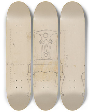 Triptych art skateboard deck of Ruth Bialostosky Chair_2 by Ruth Bialostosky