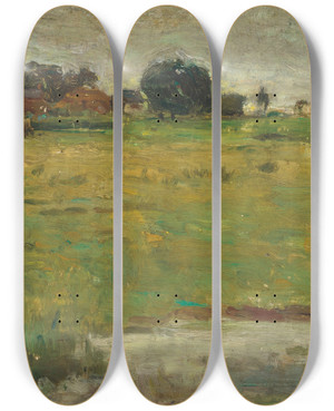 Triptych art skateboard deck of Edward Stott Study In October by Edward Stott (1855-1918)