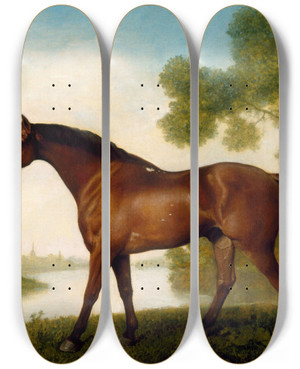 Triptych art skateboard deck of George Stubbs Truss A Hunter by George Stubbs (1724-1806)