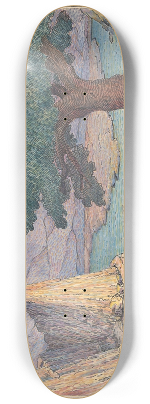 Herbert Crowley - River Landscape with Rapids 8.25 inch art skate deck