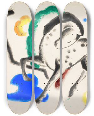 Triptych art skateboard deck of Franz Marc Pferd by Franz Marc (1880-1916)