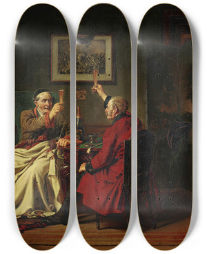 Triptych art skateboard deck of Charles Meer Webb The Toast by Charles Meer Webb (1830-1895)