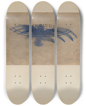 Triptych art skateboard deck of Charles Caseau Jug_19 by Charles Caseau (1880)