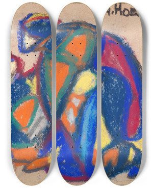 Triptych art skateboard deck of Adolf Hlzel Figrliche Komposition Der Verlorene Sohn by Adolf Holzel (1853-1934)