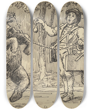 Triptych art skateboard deck of Hans Thoma Br by Hans Thoma (1839-1924)